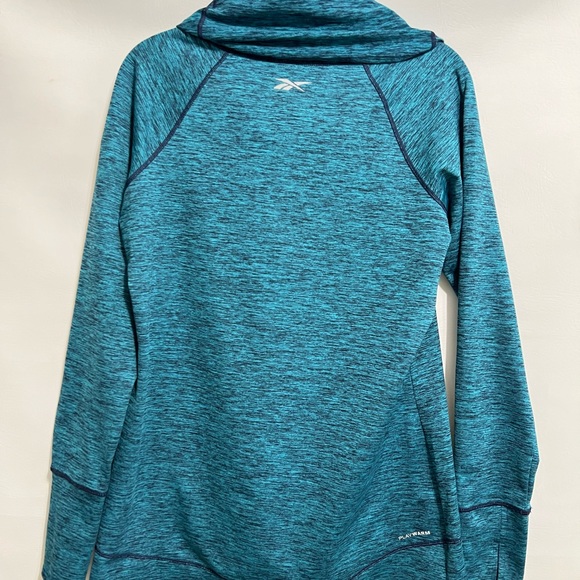 Reebok Play Warm infinity long sleeve shirt mock neck teal black sz L Hi-Lo - Picture 11 of 13